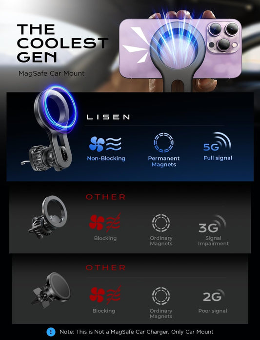 MagSafe Car Mount for iPhone 17 Pro Max - Strong Magnetic Air Vent Phone Holder, Hands-Free Cell Phone Mount Compatible with iPhone 16, 15, 14, 13 Pro and Pro Max