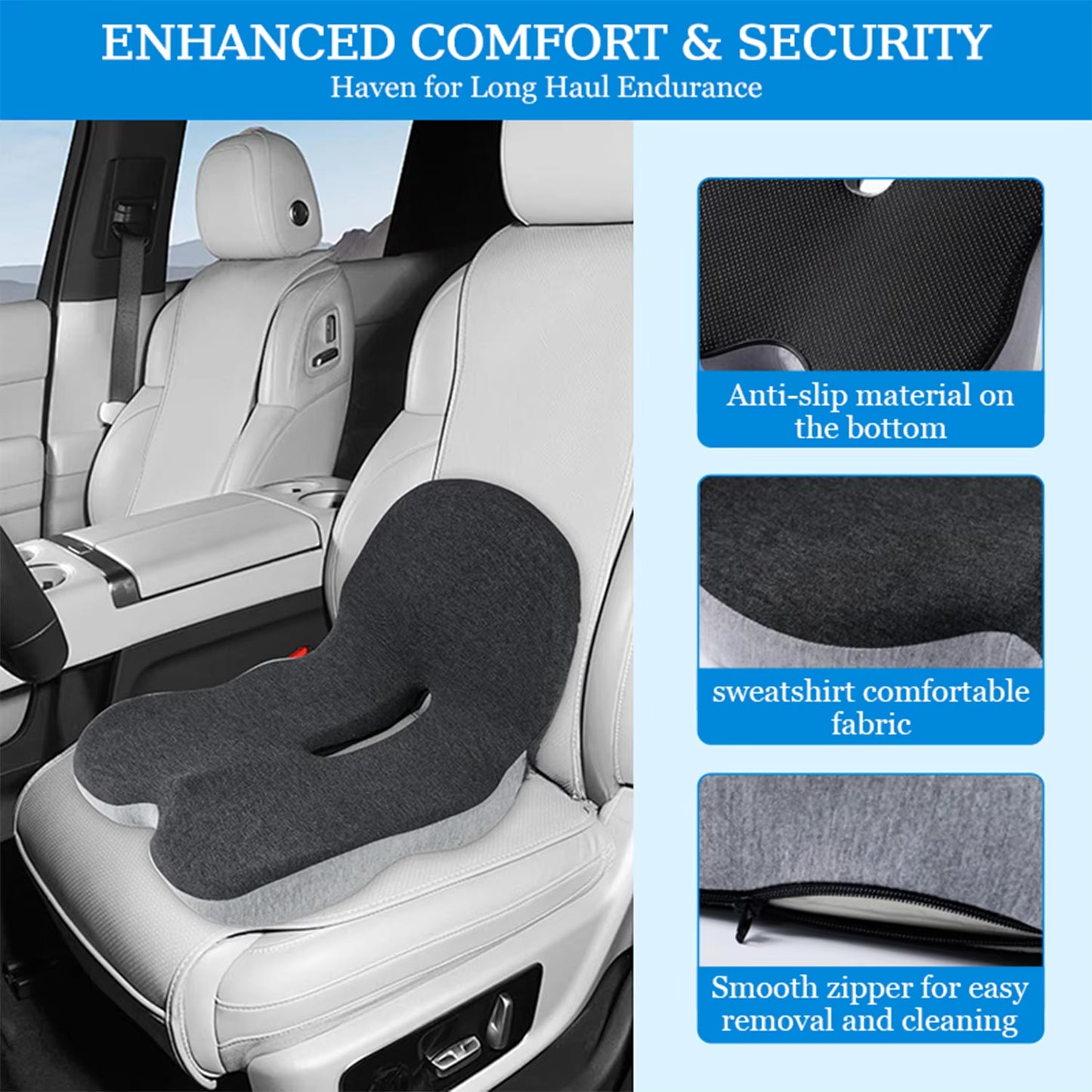 Ultimate Memory Foam Seat Cushion for Office & Truck Drivers - Ergonomic Relief for Back, Tailbone & Sciatica Pain