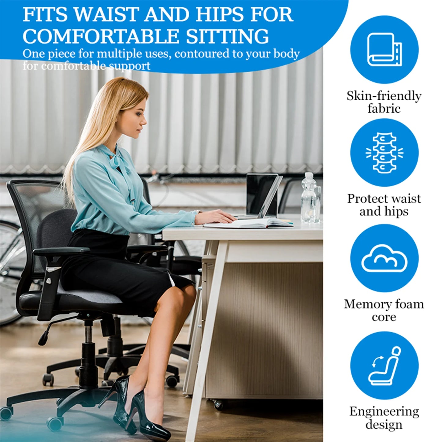 Ultimate Memory Foam Seat Cushion for Office & Truck Drivers - Ergonomic Relief for Back, Tailbone & Sciatica Pain