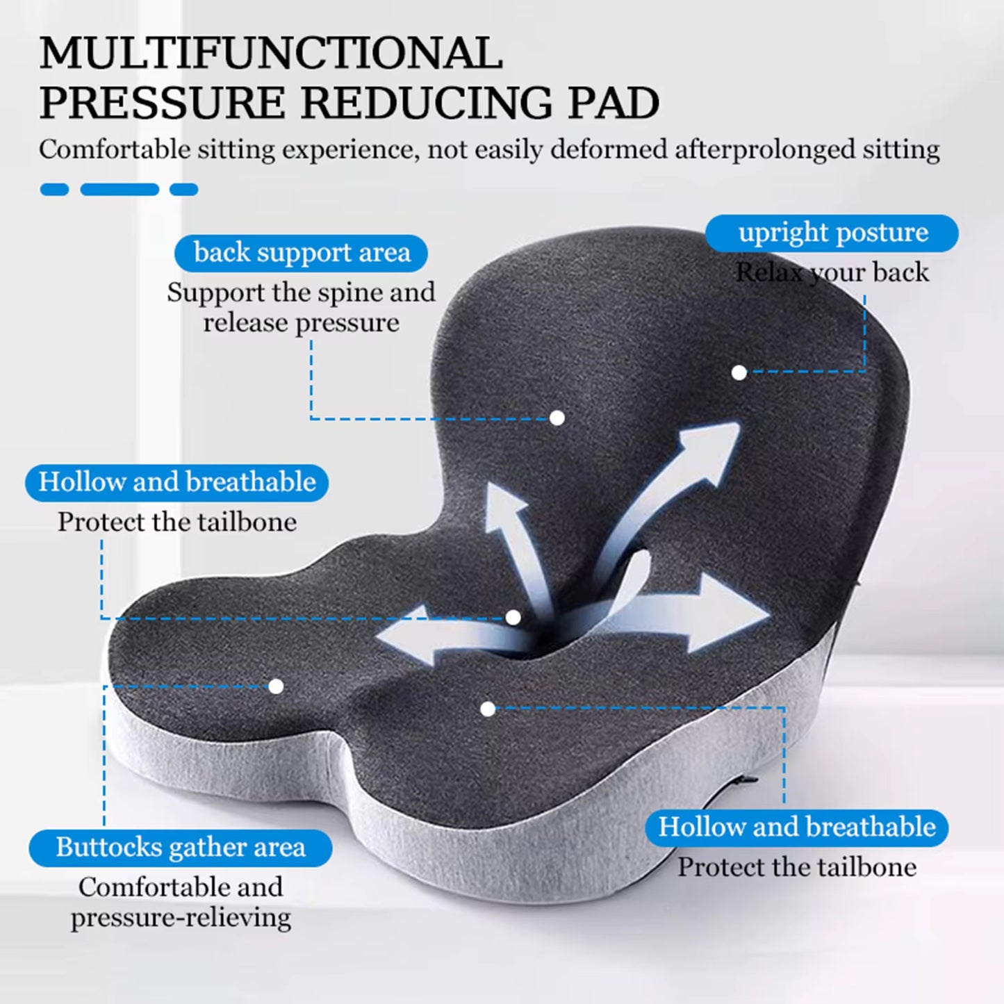 Ultimate Memory Foam Seat Cushion for Office & Truck Drivers - Ergonomic Relief for Back, Tailbone & Sciatica Pain