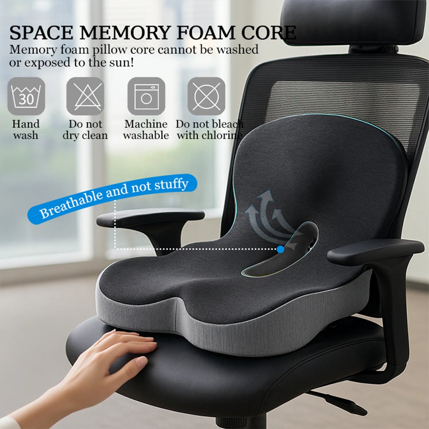 Ultimate Memory Foam Seat Cushion for Office & Truck Drivers - Ergonomic Relief for Back, Tailbone & Sciatica Pain