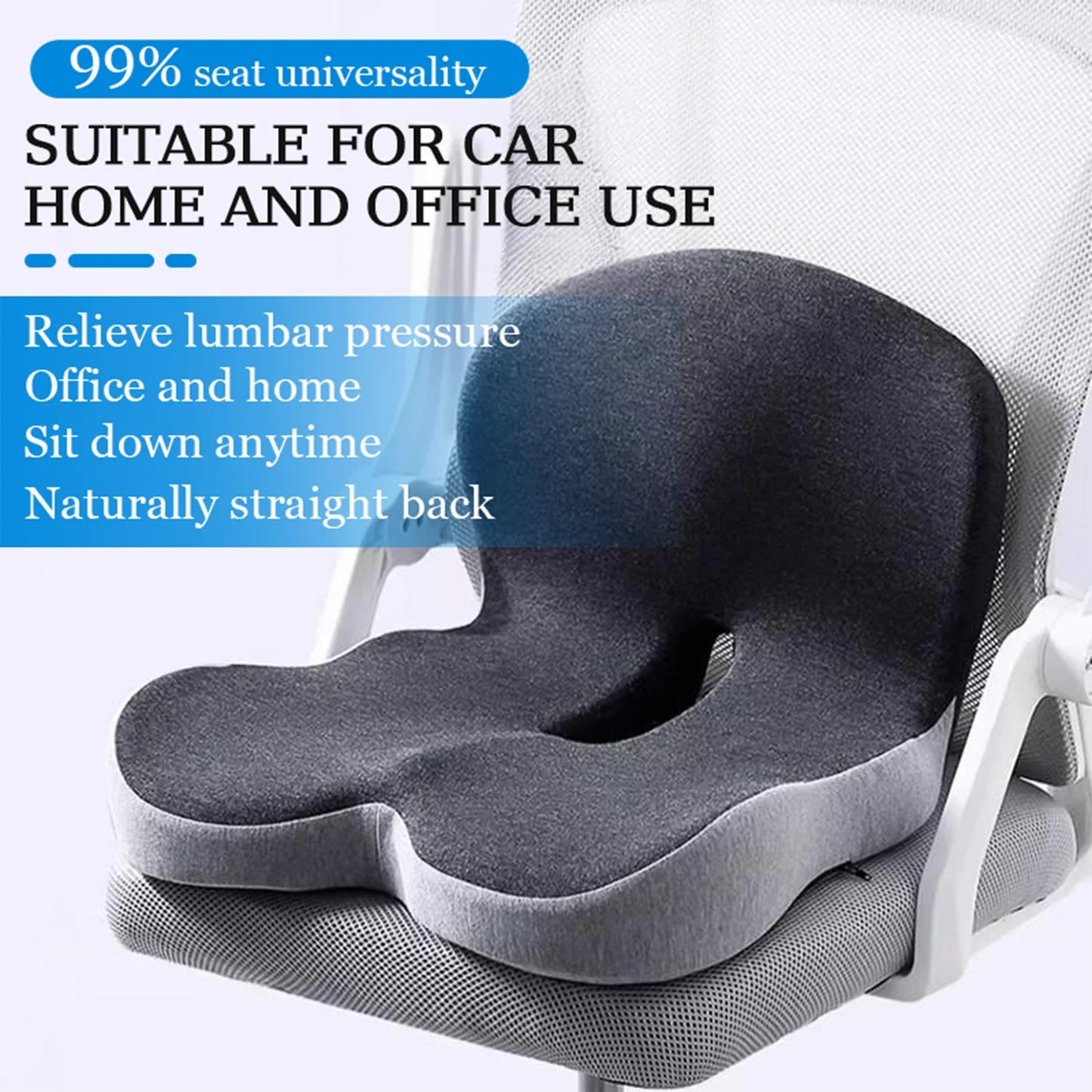 Ultimate Memory Foam Seat Cushion for Office & Truck Drivers - Ergonomic Relief for Back, Tailbone & Sciatica Pain