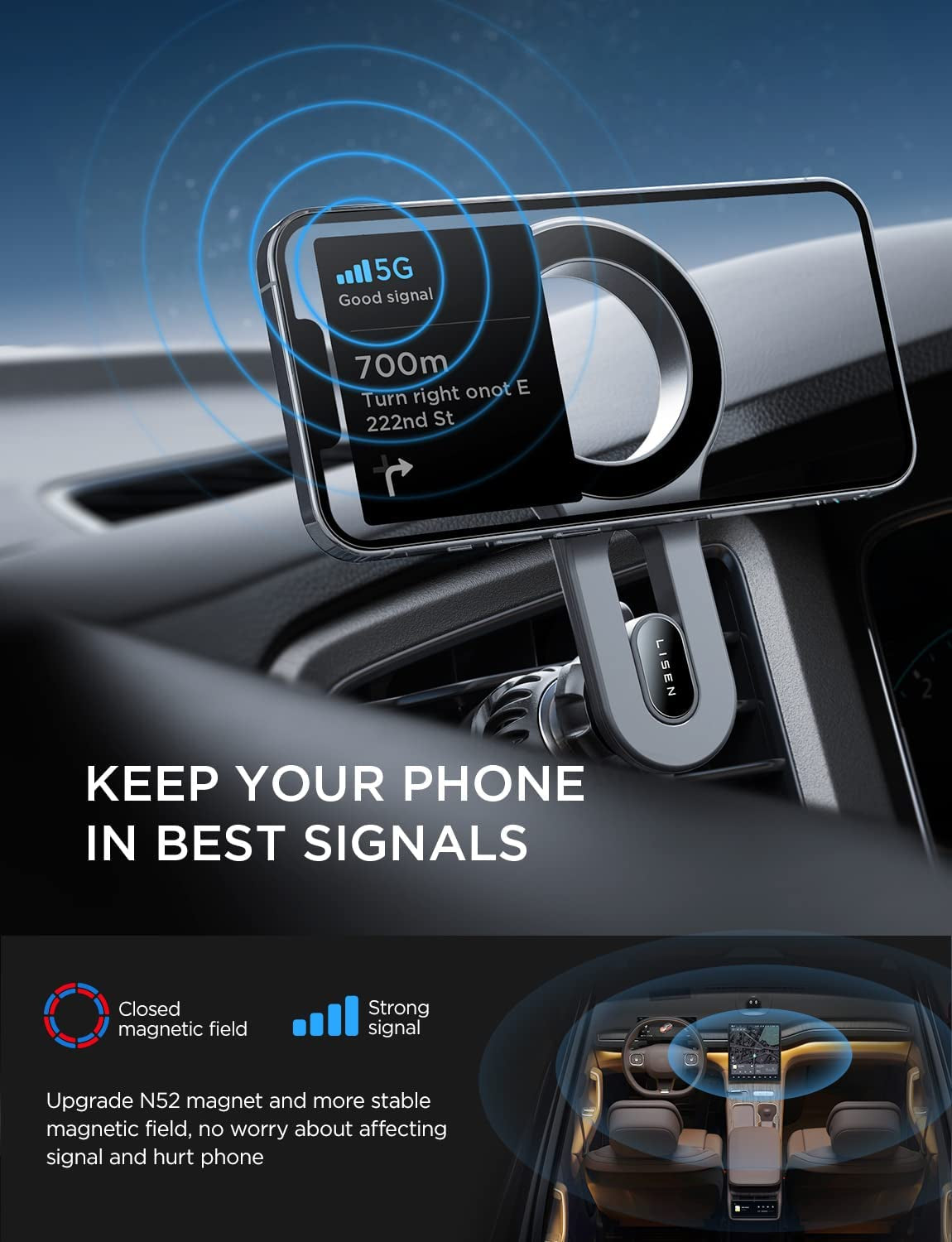 MagSafe Car Mount for iPhone 17 Pro Max - Strong Magnetic Air Vent Phone Holder, Hands-Free Cell Phone Mount Compatible with iPhone 16, 15, 14, 13 Pro and Pro Max